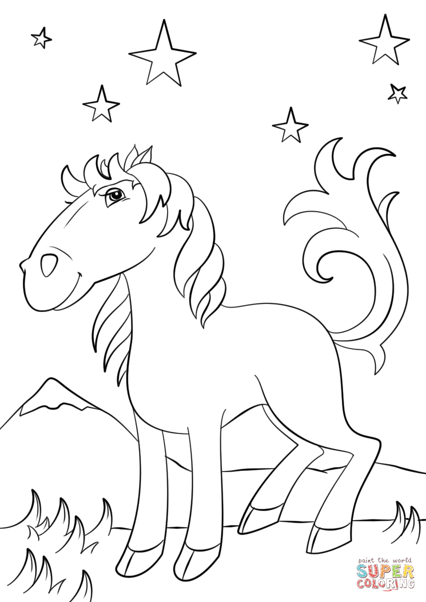 849x1200 Cartoon Mustang Horse Coloring Page Free Printable Coloring Pages