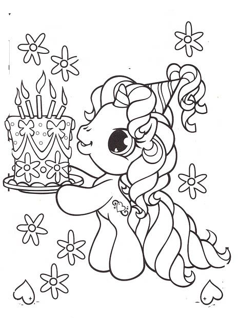 468x620 Little Pony Brought A Birthday Cake Coloring Pages