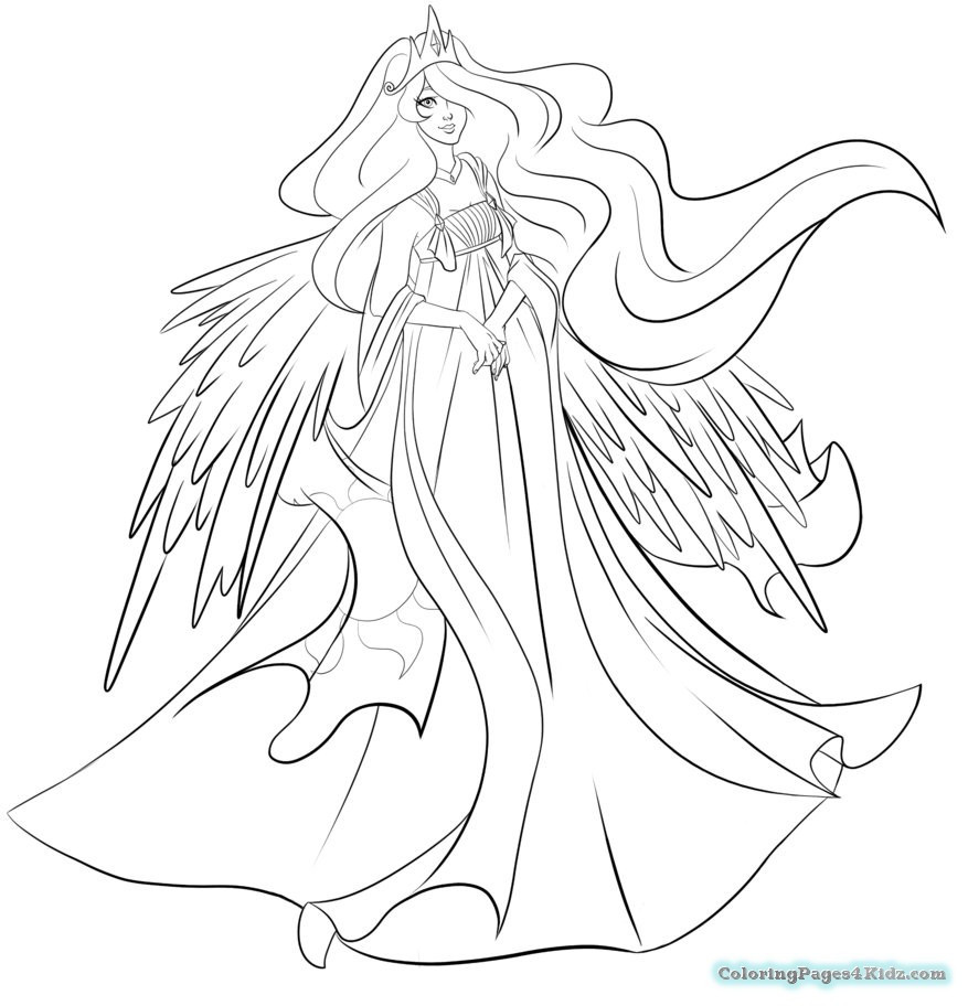 877x912 My Little Pony Princess Celestia Coloring Pages 107 And Luna