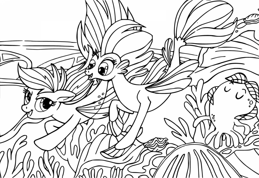 1024x704 My Little Pony Movie Coloring Page Undersea Ponies Pictures