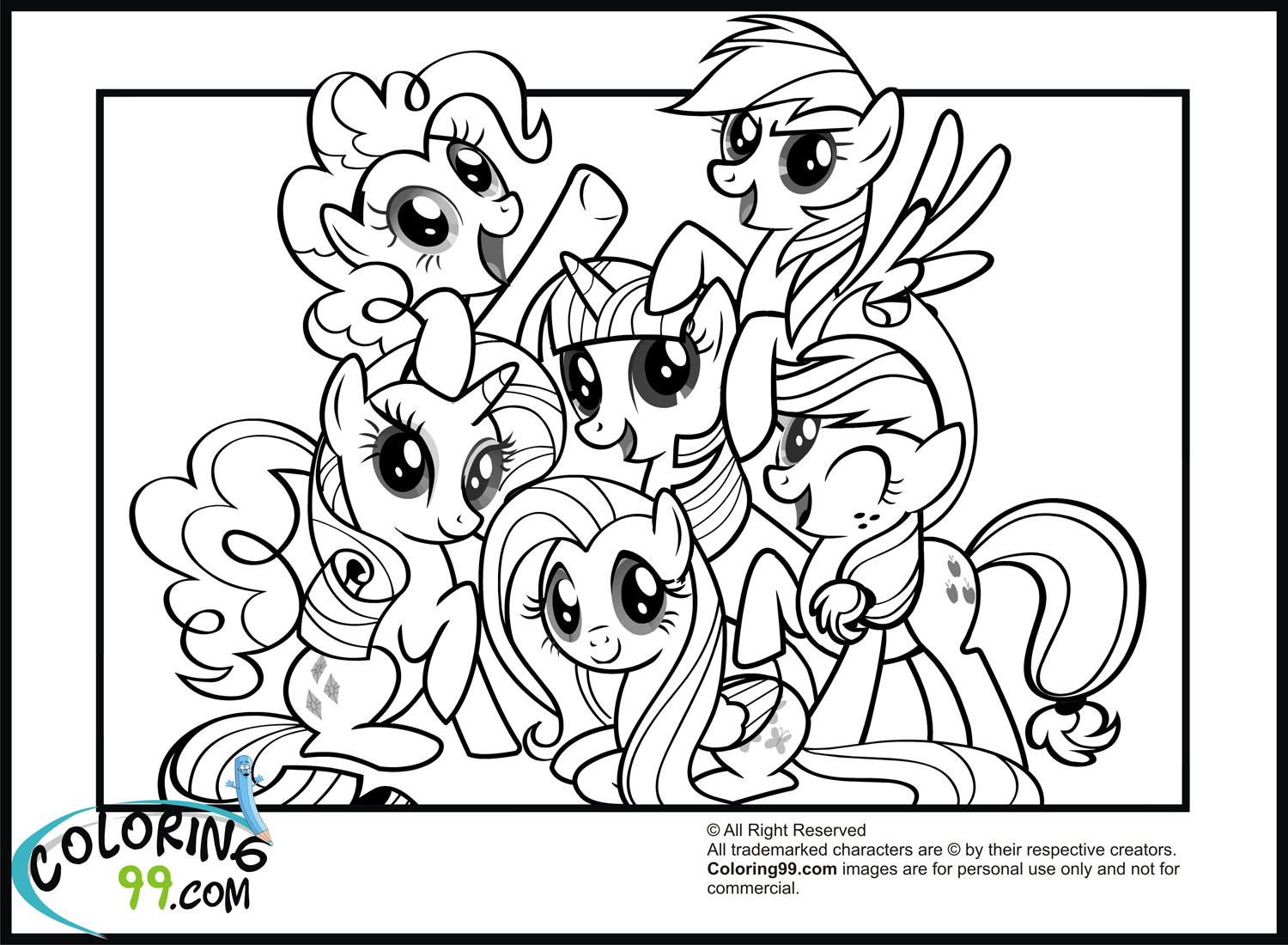1500x1100 My Little Pony Coloring Pages Friendship Is Magic Team Colors
