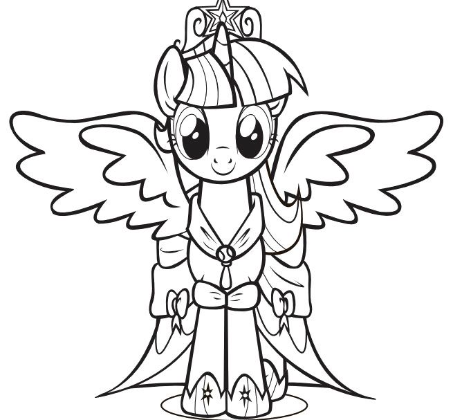 655x607 Twilight Sparkle Princess With Wings Coloring Pages