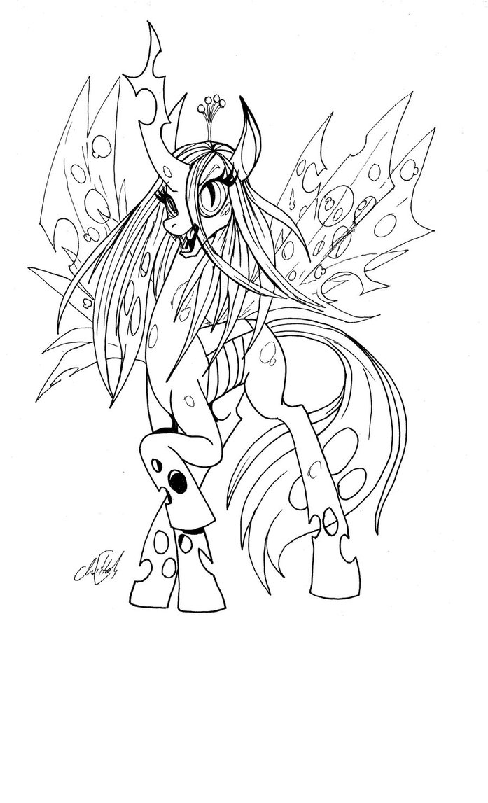 697x1147 Queen Chrysalis Bw By Chrisholm