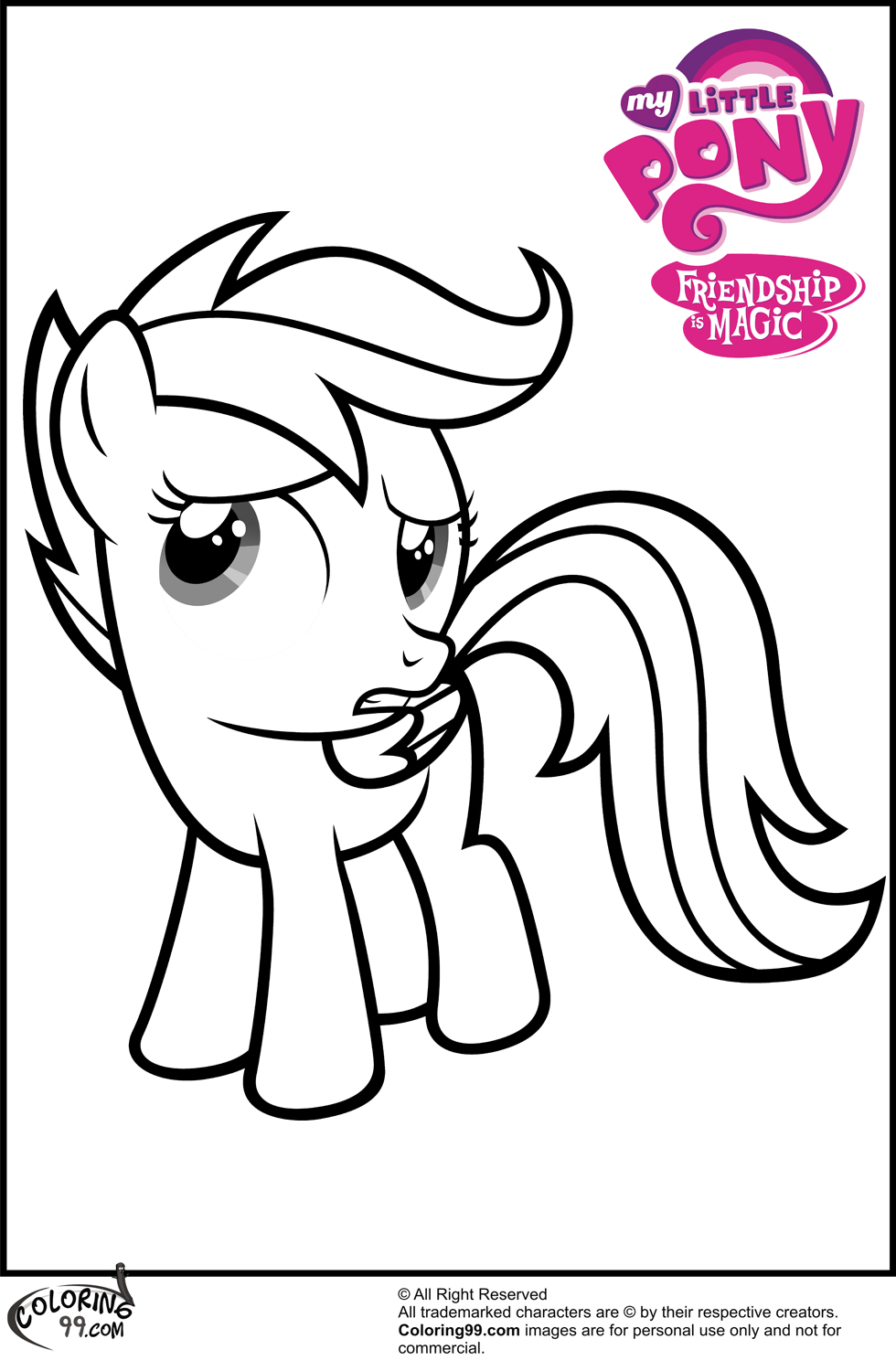 980x1500 Mlp Scootaloo Coloring Pages Team Colors