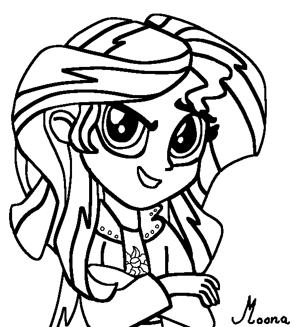 584x650 Sunset Shimmer Equestria Girl Coloring Page