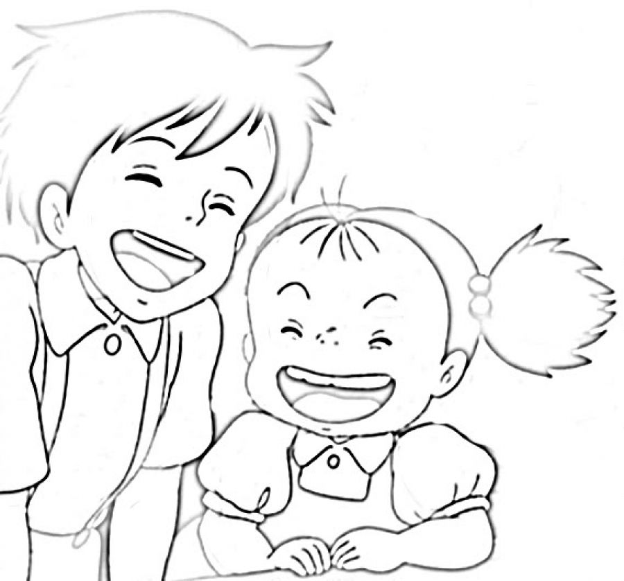 900x838 Satsuki And Mei From My Neighbor Totoro Coloring Pages Japanese