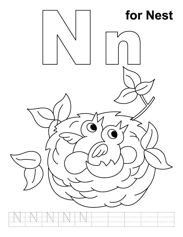 612x792 N Coloring Page Letter N Coloring Page N For Nest Coloring Page
