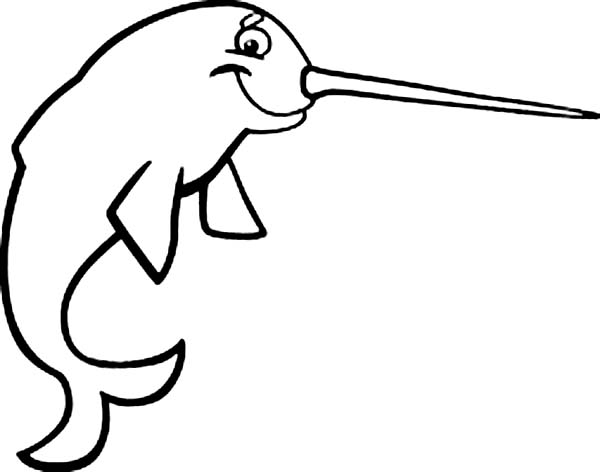 600x472 Smiling Narwhal Coloring Page