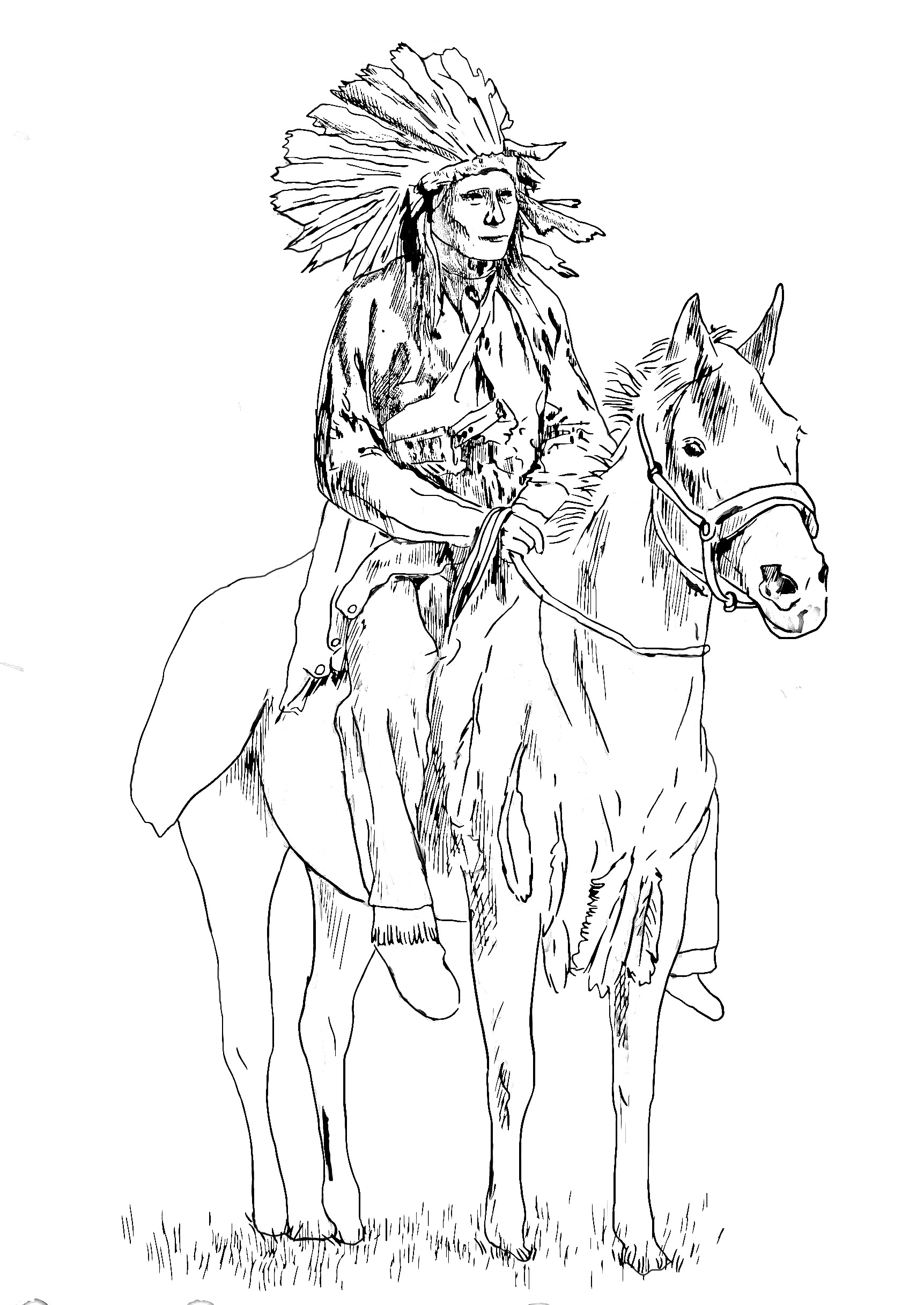 1723x2434 Native American On His Horse