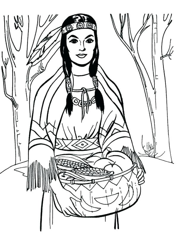 595x842 Native American Coloring Pages For Thanksgiving Native Coloring