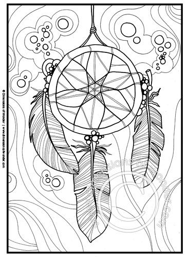 364x500 Native American Coloring Pages {Printable} Dreamcatcher, Feathers