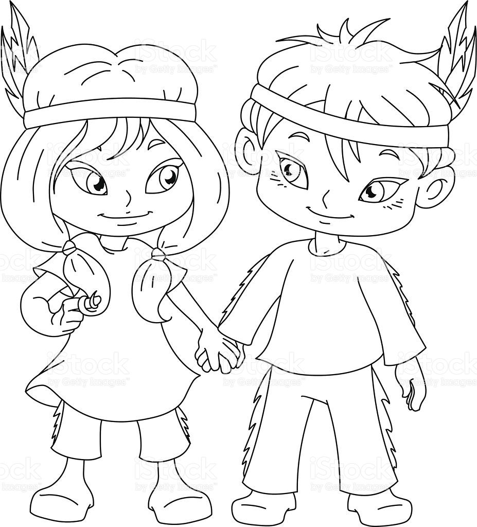 927x1024 Coloring Page Indian Boy Native American Free Printable Kids Color