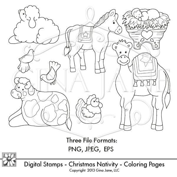 600x600 Nativity Animals Coloring Pages Free