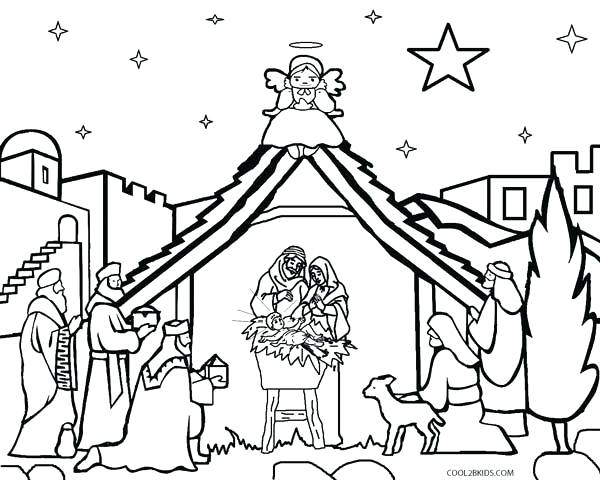 600x480 Coloring Pages Of Nativity Characters Printable Scene For Kids