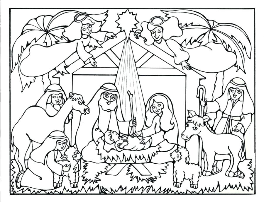 900x690 Nativity Scene Coloring Page