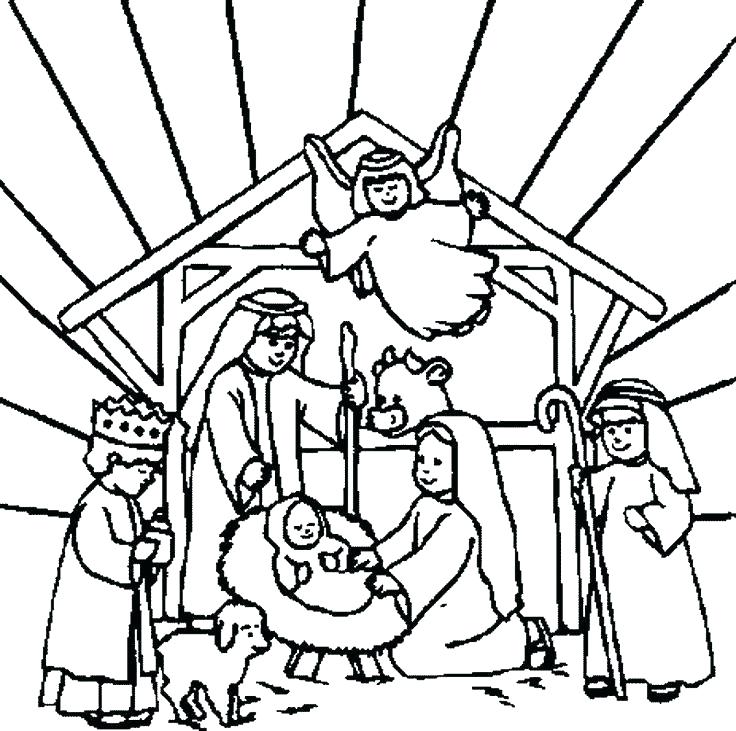 736x731 Christmas Nativity Coloring Pages Printable Able Able Printable