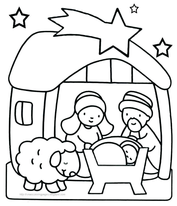732x853 Nativity Scene Coloring Pages Also Nativity Coloring Nativity