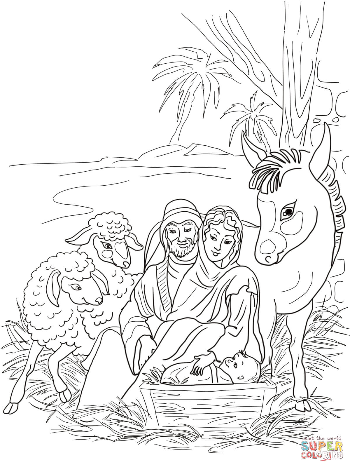 Nativity Scene Coloring Pages
