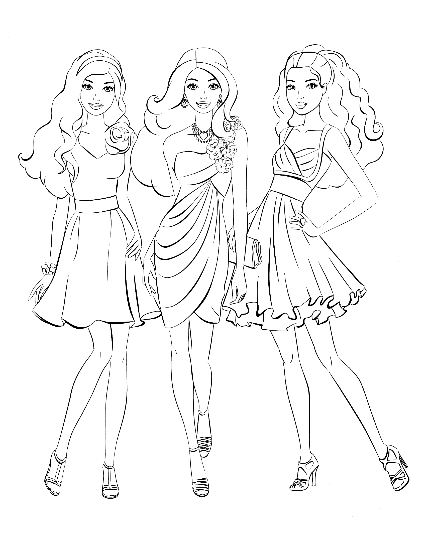 1700x2200 Coloring Pages Of Barbie Dolls