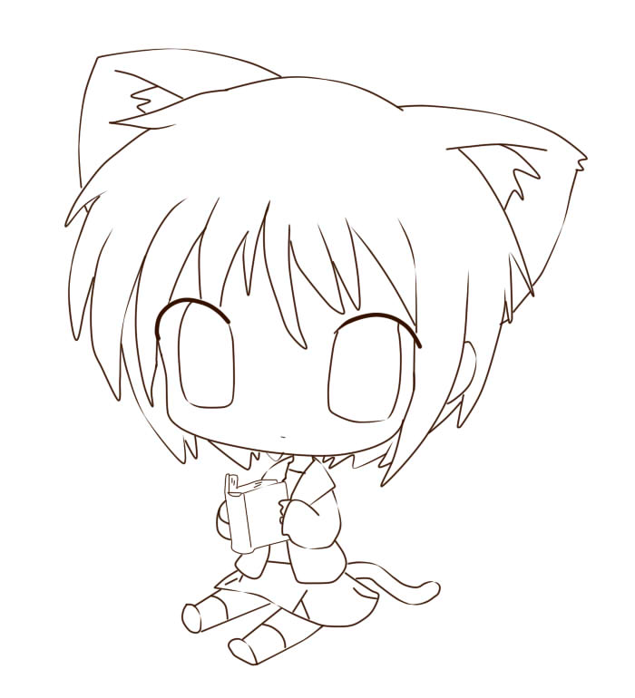 700x770 Anime Girl Neko Coloring Pages