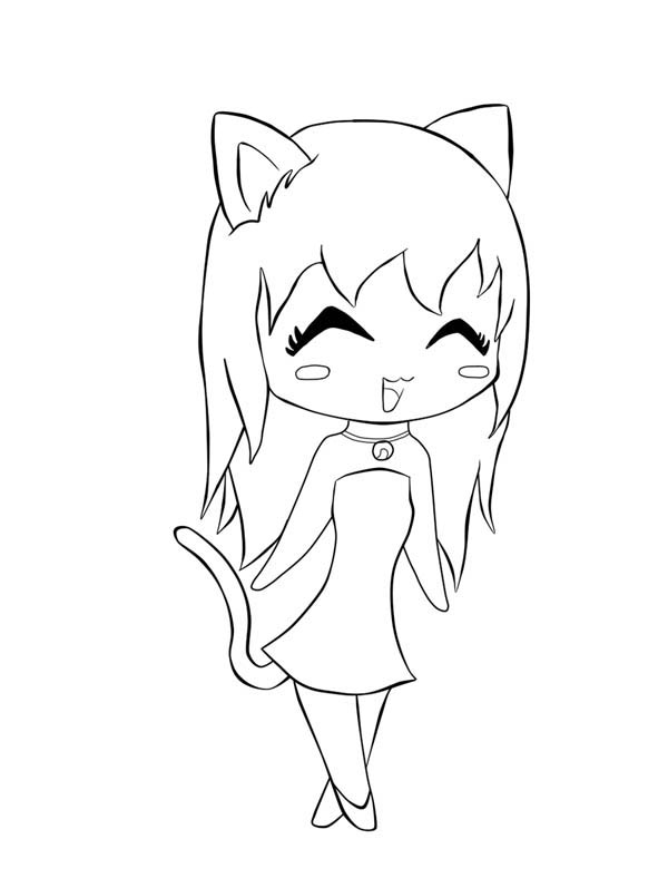600x788 Cute Chibi Neko Coloring Page