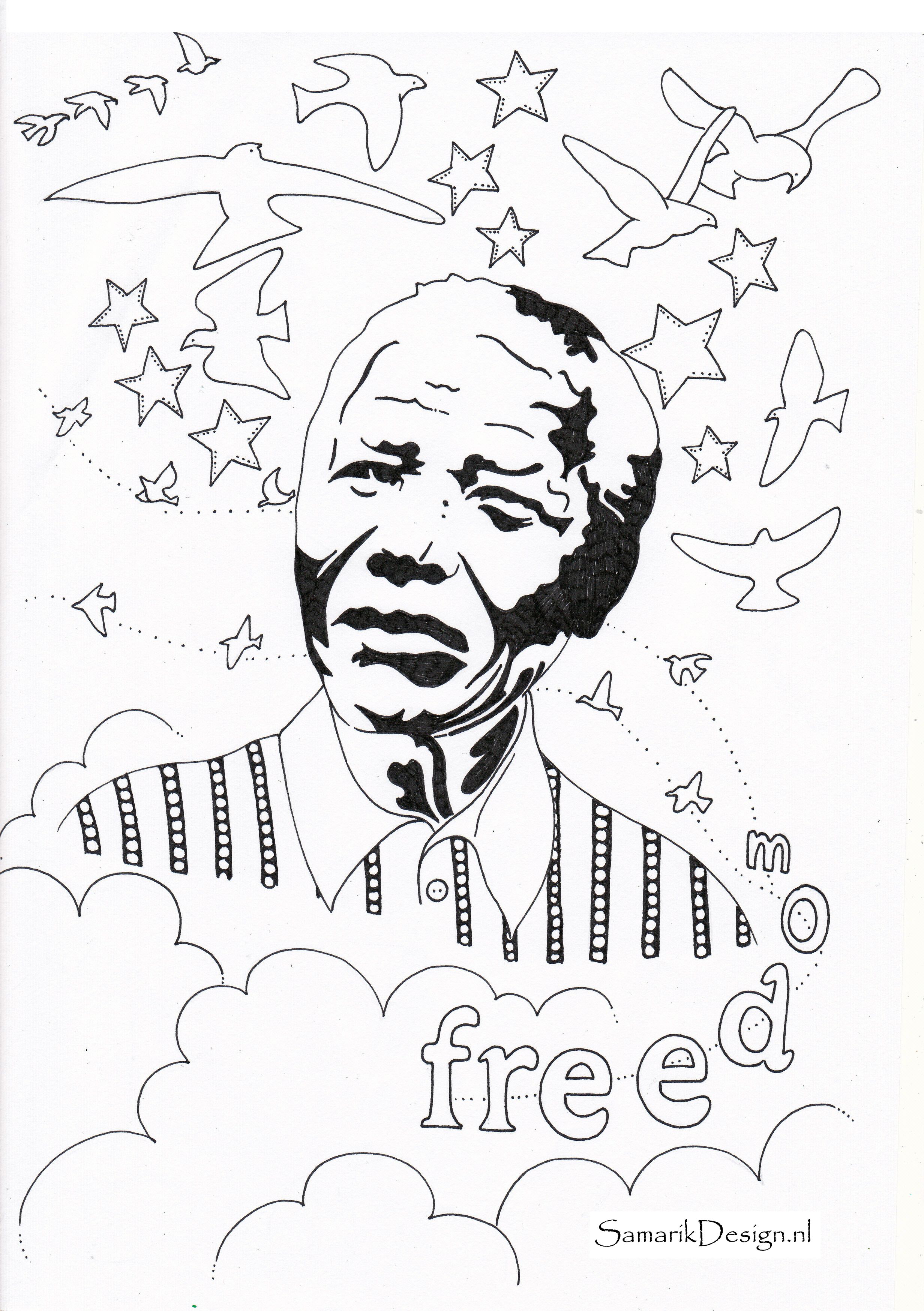 2464x3496 Nelson Mandela Famous People Coloring Pages To Print