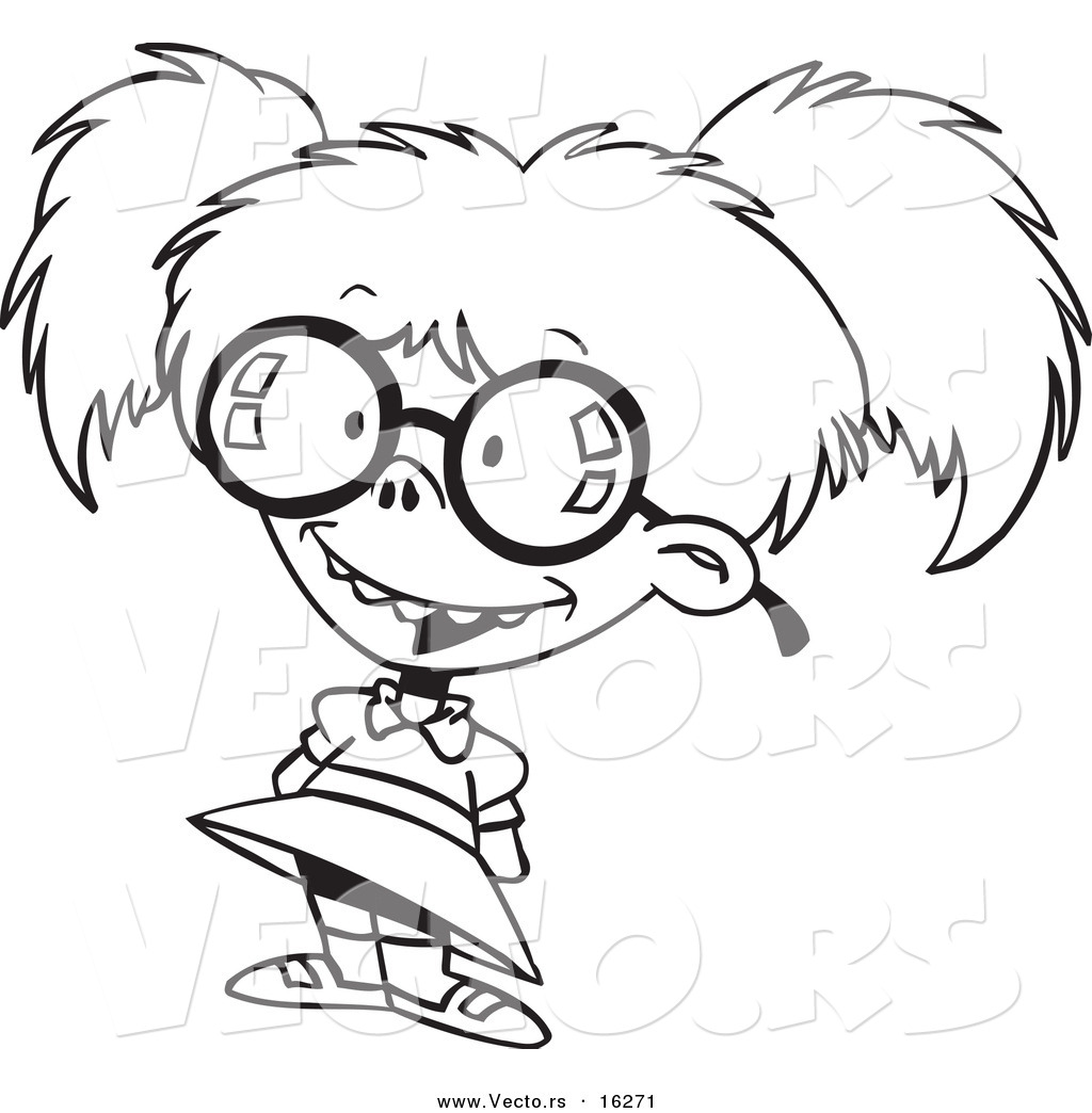 1024x1044 Vector Of A Cartoon Nerdy Girl