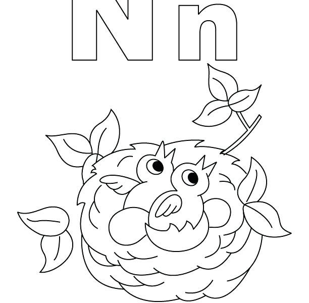 612x600 N Coloring Sheet Letter N Coloring Page N For Nest Coloring Page