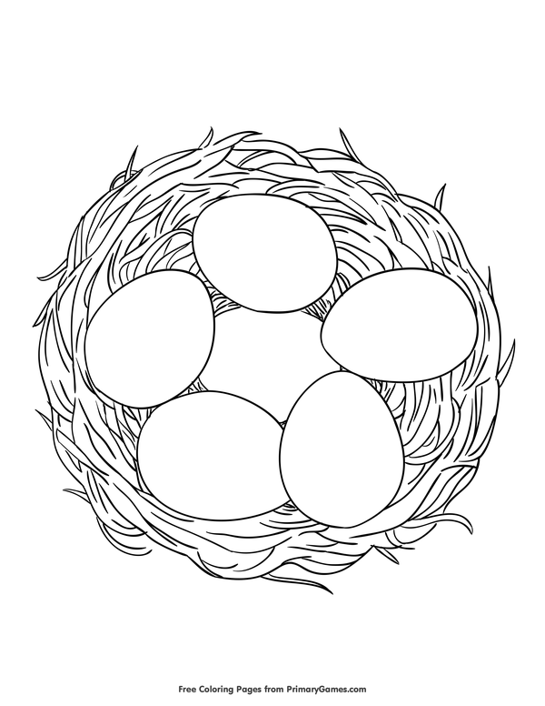 600x776 Spring Coloring Pages Ebook Eggs In A Nest Spring Colors, Free