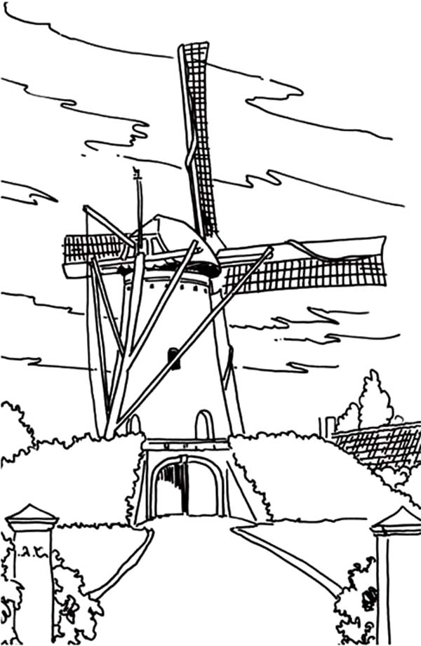 600x921 Windmills In Netherlands Coloring Pages Batch Coloring