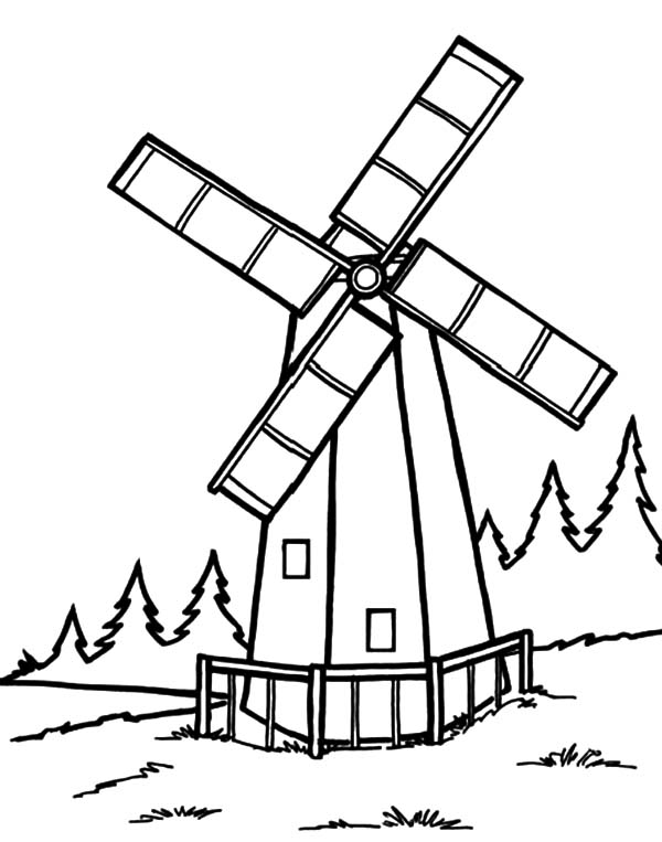 600x763 An Old Windmills Tower Coloring Pages Batch Coloring