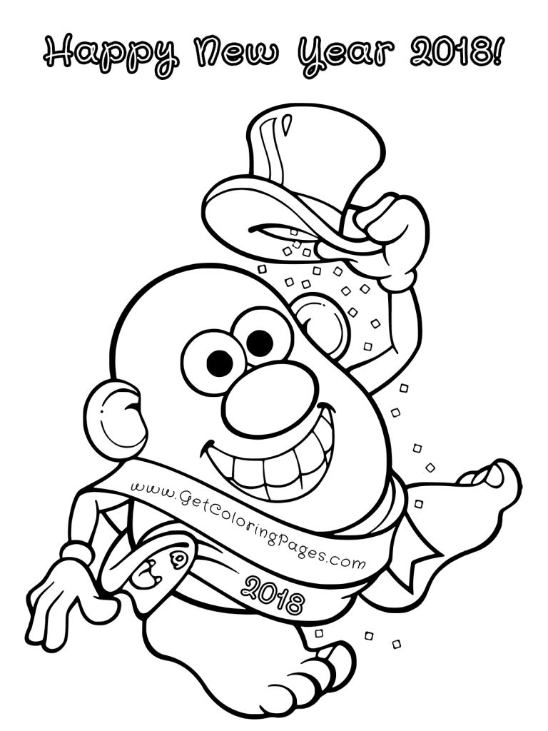 768x1024 Printable New Year 2018 Coloring Pages