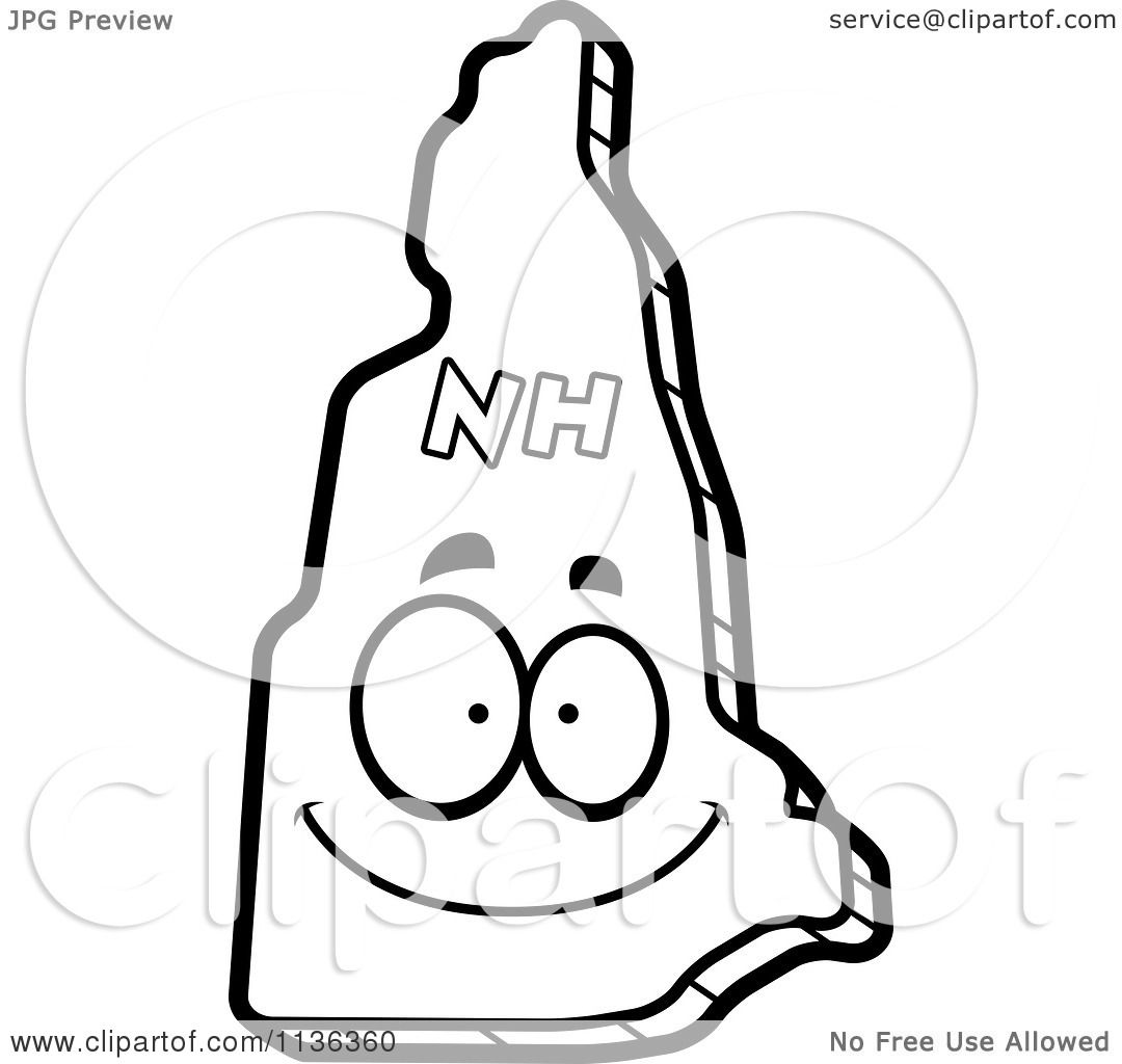 1080x1024 Cartoon Clipart Of An Outlined Happy New Hampshire State Character