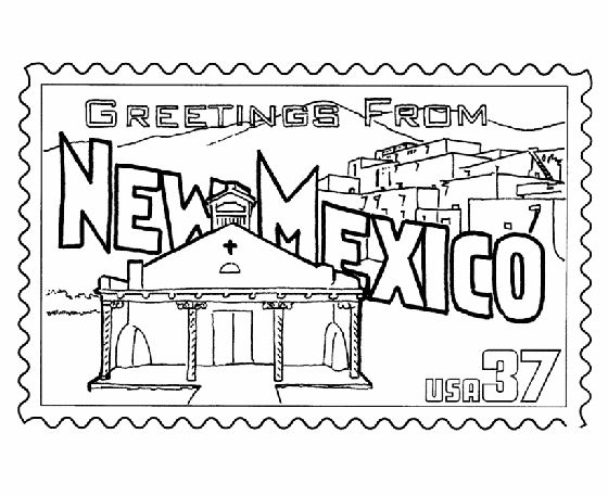 560x458 New Mexico State Stamp Coloring Page 50 States Usa