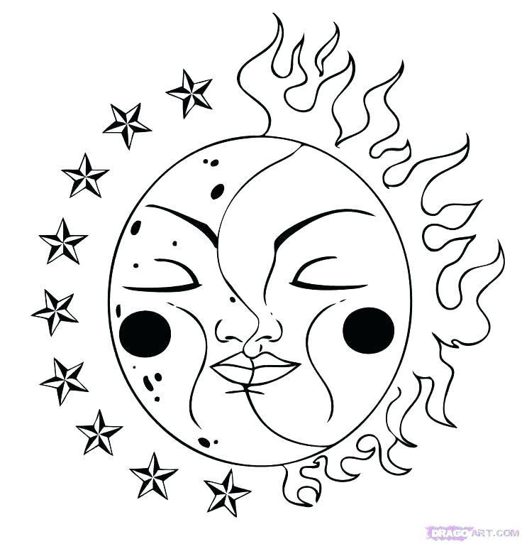 736x766 Moon And Stars Coloring Pages Printable Surprising Moon And Stars