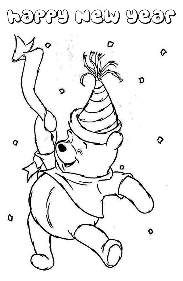 600x923 Winnie The Pooh Happy New Year Coloring Page Printable To Sweet