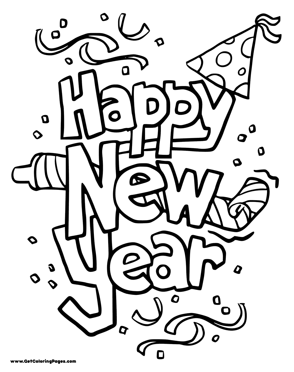 1024x1293 Happy New Year 2018 Coloring Pages