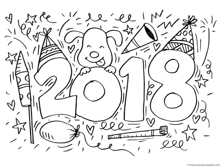 455x341 New Year 2018 Coloring