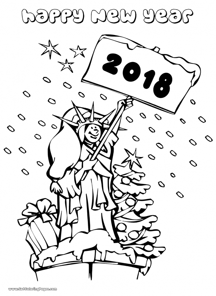 746x1024 Printable New Year 2018 Coloring Pages
