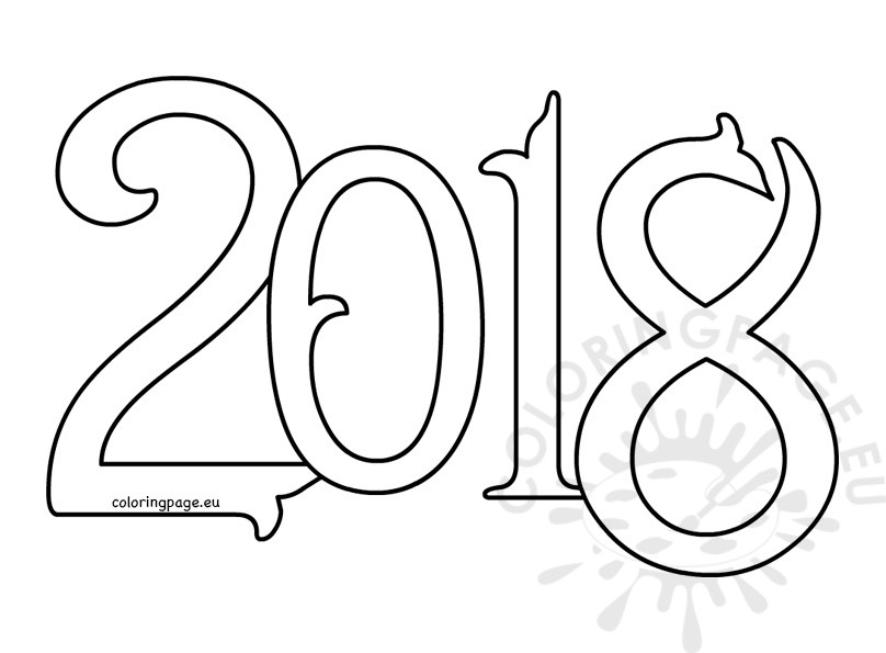 808x595 Vector New Year 2018 Coloring Page