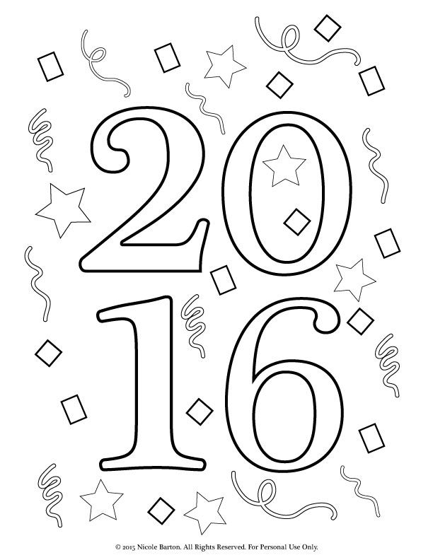 612x792 Free Printable 2016 New Years Coloring Pages For Kids, Happy New