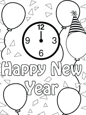 300x400 New Years Coloring Pages Printable And Sheets Eve