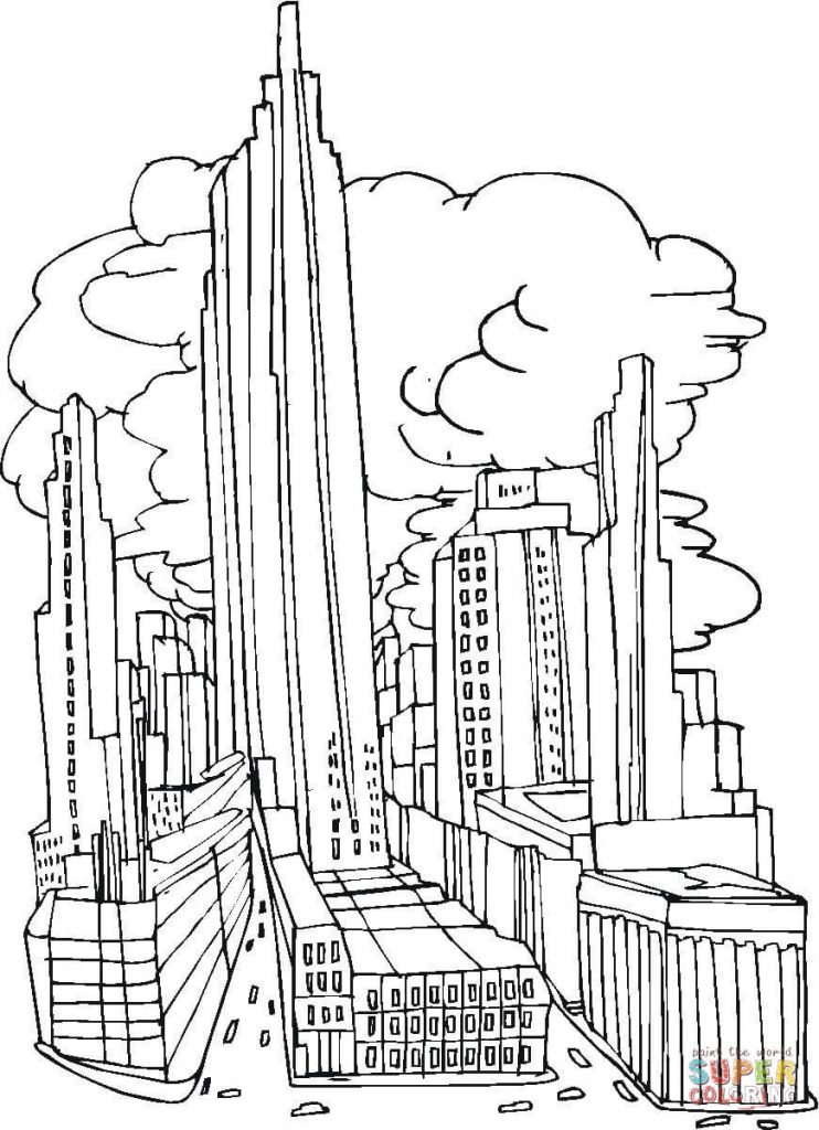 742x1024 Coloring For Kids New York City Before September 11 2001