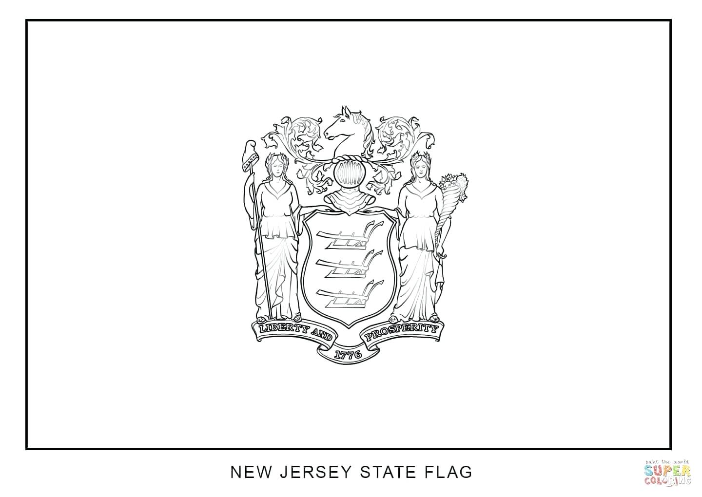 1440x1020 New Jersey State Flag Coloring Page