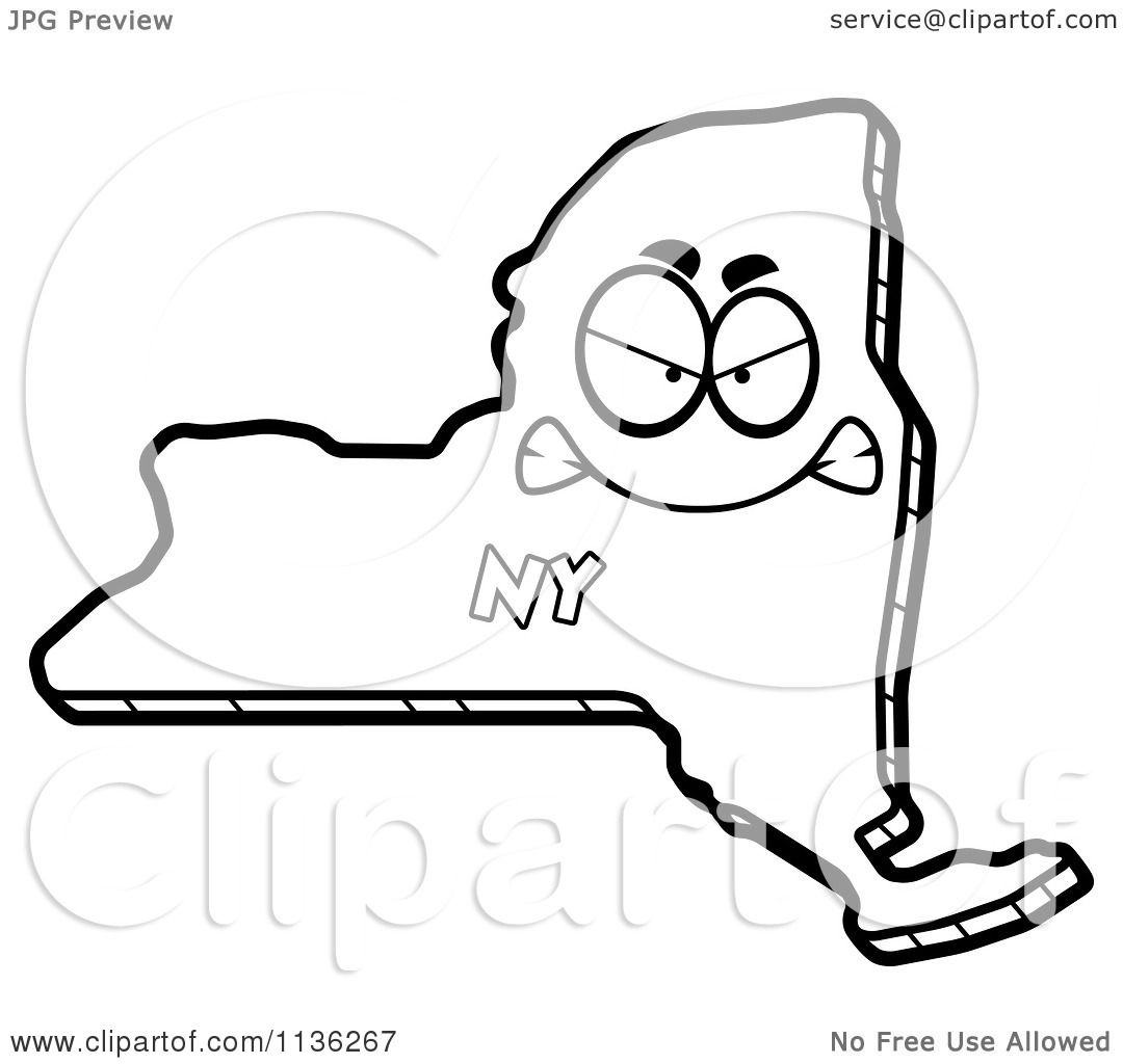 1080x1024 Cartoon Clipart Of An Outlined Mad New York State Character