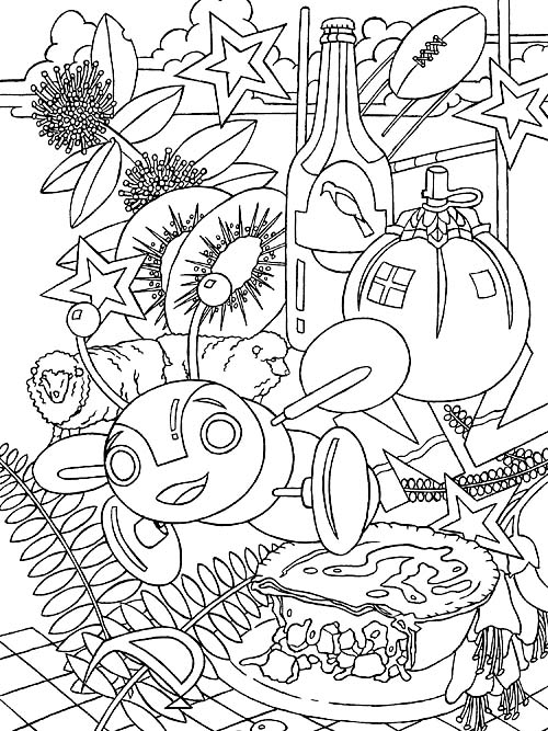 500x667 New Zealand Kiwiana Free Colouring In Page From Impressions Of New