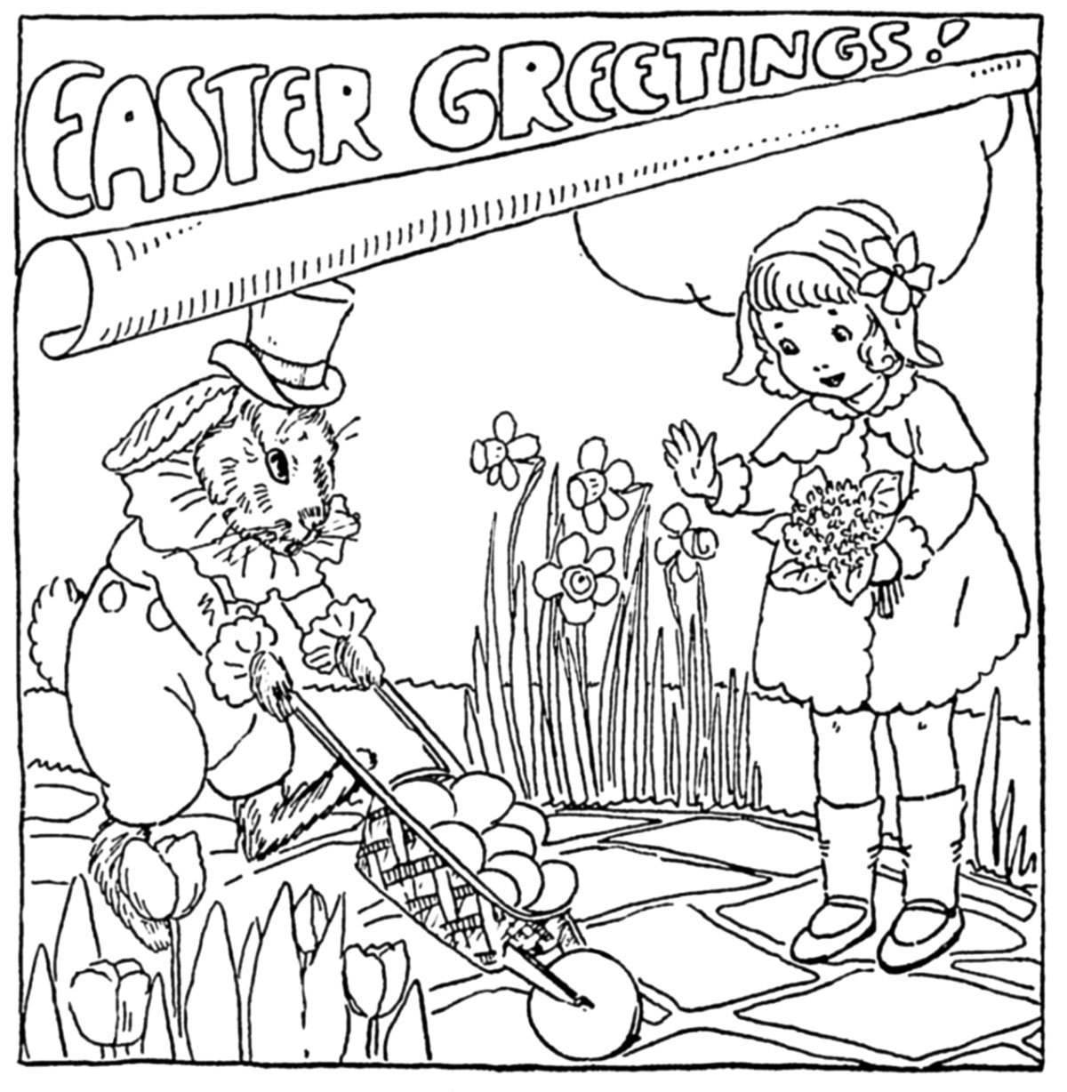 1200x1228 Easter Coloring Pages From 1930s Newspapers Q Is For Quilter