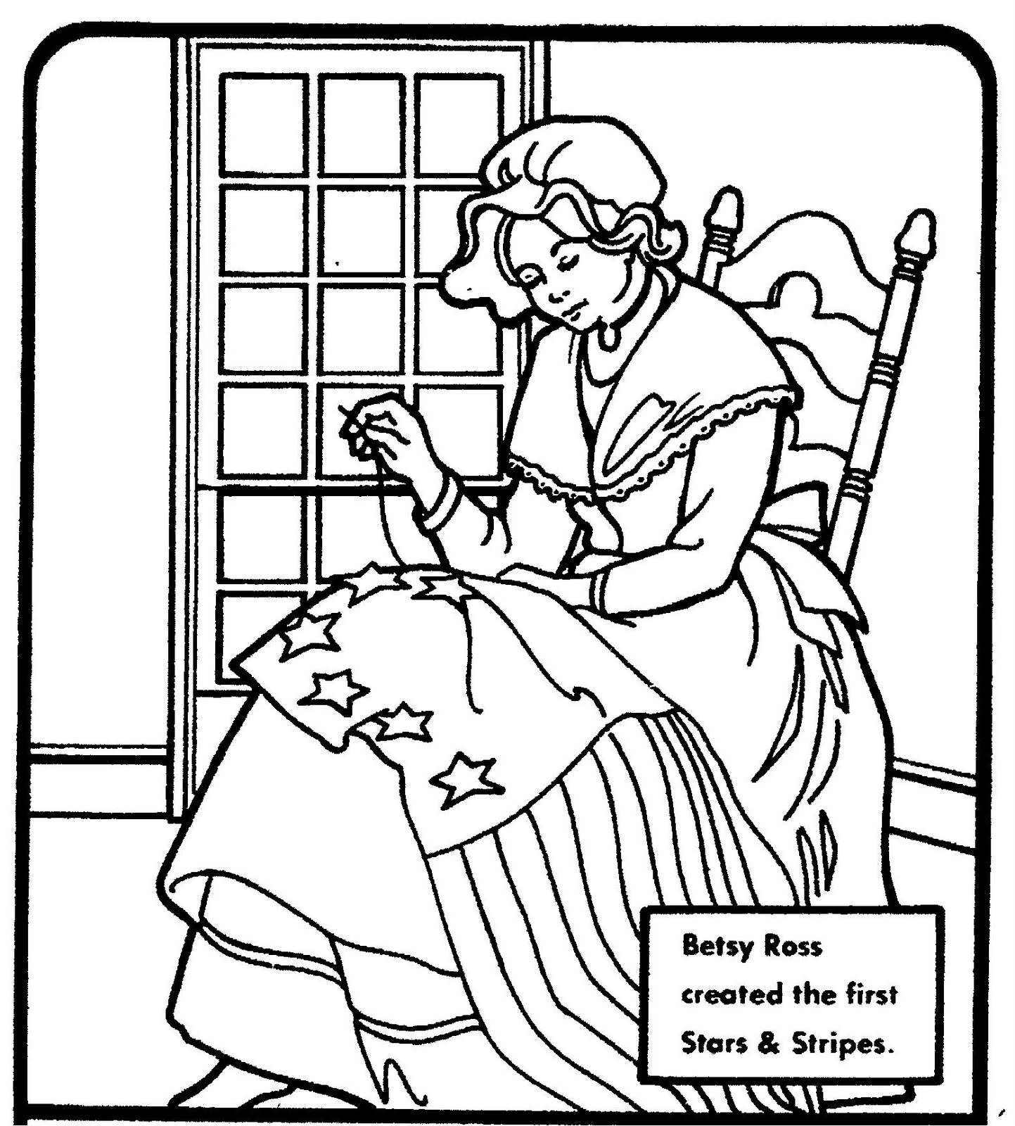 1443x1600 Mostly Paper Dolls Betsy Ross Coloring Page, 1975