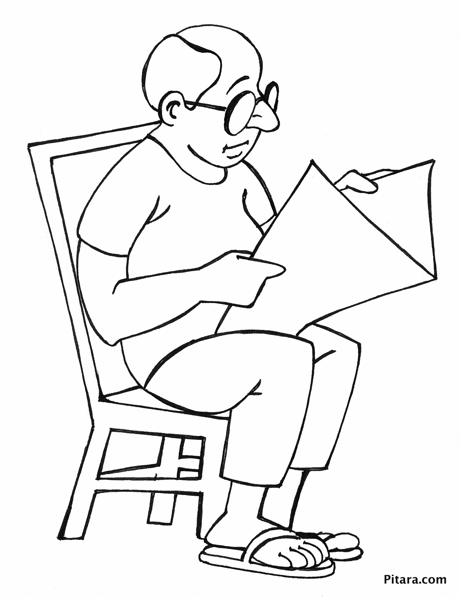 1593x2072 Reading Newspaper Coloring Page Pitara Kids Network