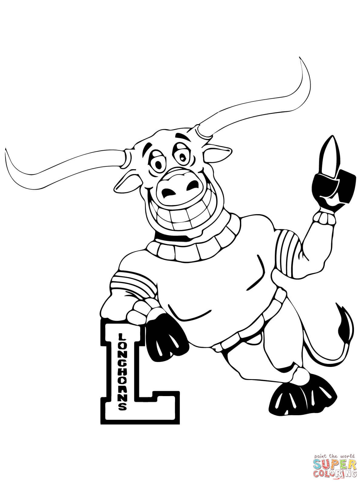1200x1600 Ut Longhorn Mascot Coloring Page Nfl Player Pages
